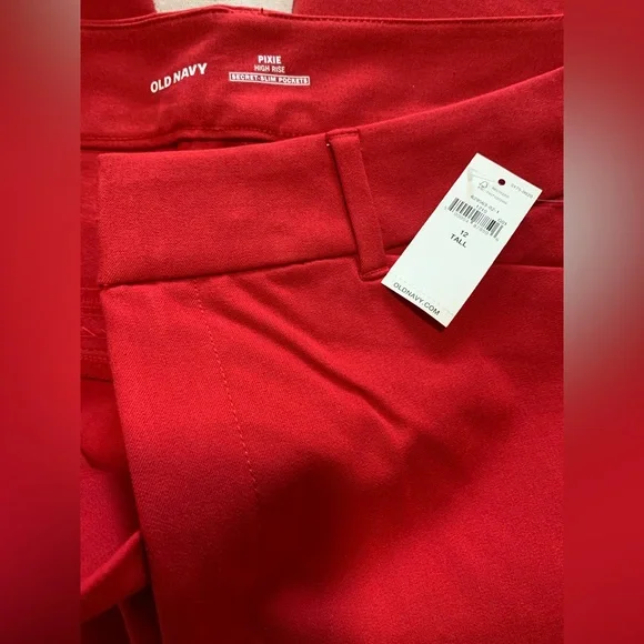 Old Navy Pixie High Rise Secret Slim Pockets Cotton‎ Blend Pants Sz 12 Tall Red - Picture 7 of 8